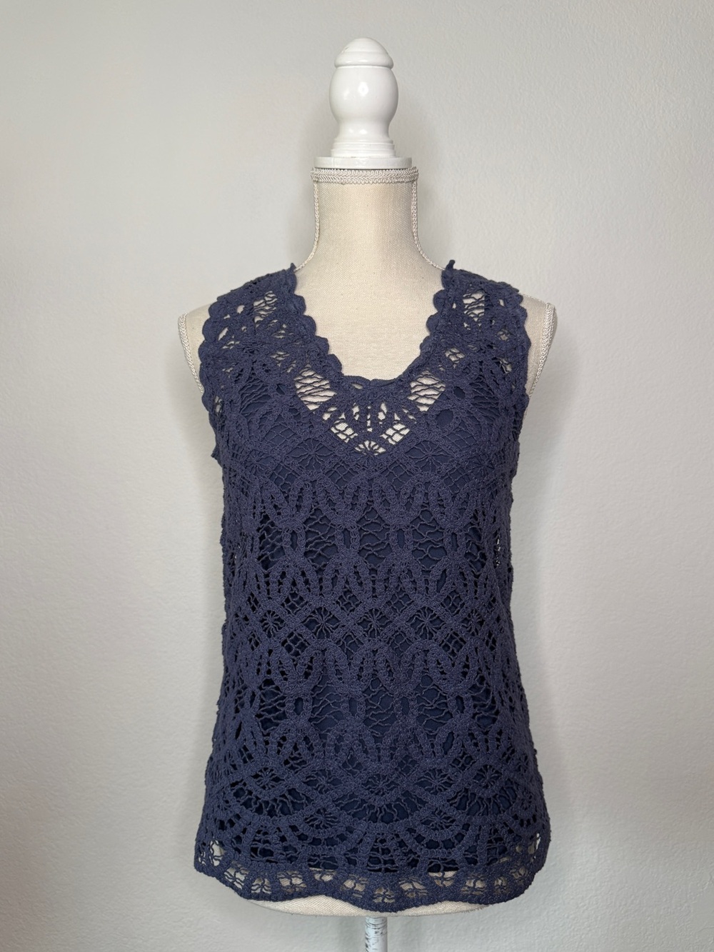 Sundance Periwinkle Crochet Sleeveless Cotton Top Size XS NWT